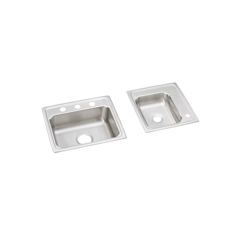 Elkay Lustertone Stainless Steel 34 X 17 X 5 Double Bowl Top Mount Classroom Ada Sink DRKAD2341750R4